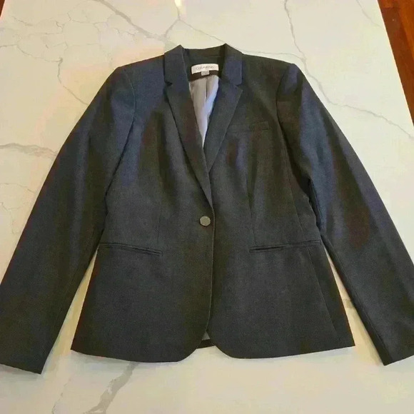 Calvin Klein One Button Blazer Grey size 4 - Picture 3 of 11